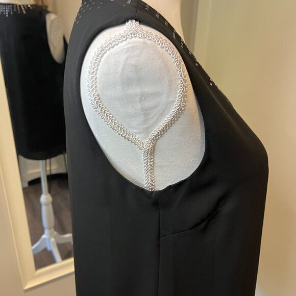 BCBGMaxAzria Black Joline Studded Crisscross Sleeveless Blouse, Size Small - Picture 10 of 15